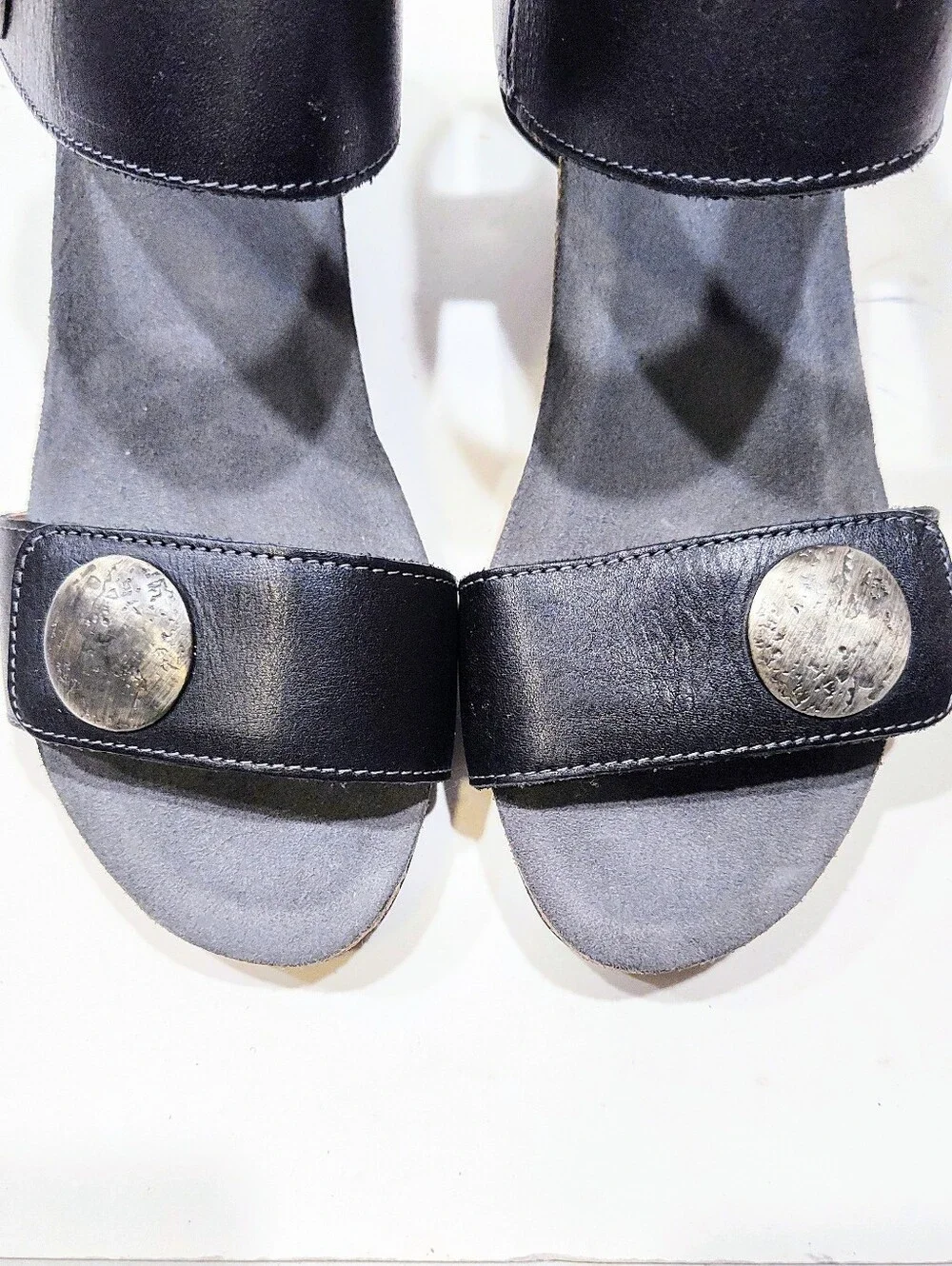 Taos Carousel 2 Black Leather Wedge Strap Sandals Women's Size EU 39 US 8-8.5